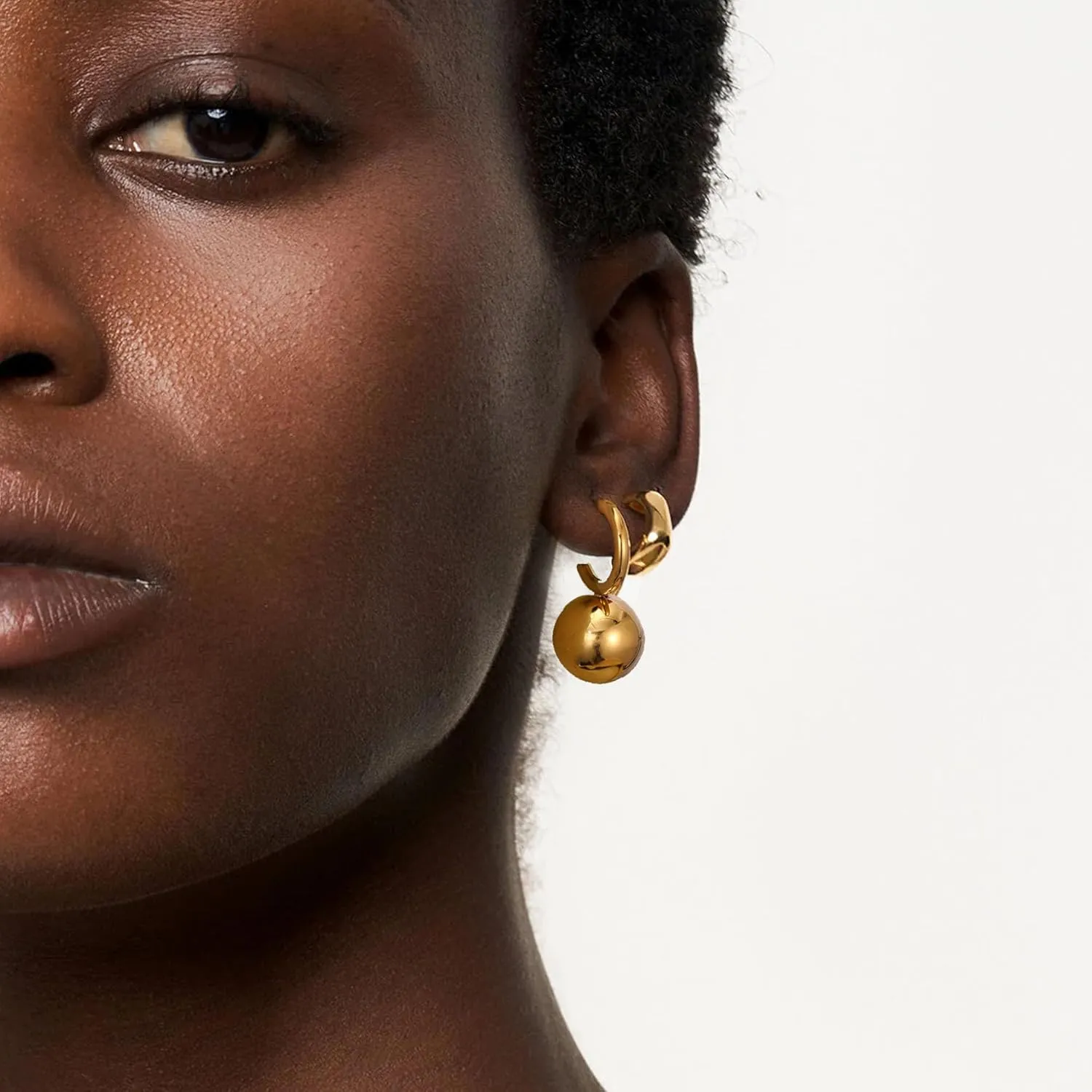 Gold Ball Hoop Earrings for Women 18K Gold Plated Ball Dangle Drop Earrings for Women Pendant Earring