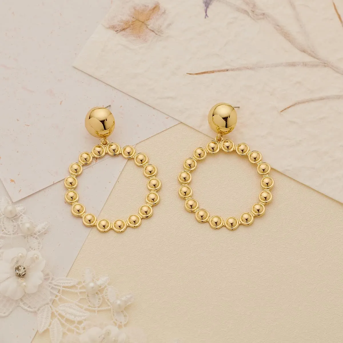 Gold Chunky Hoop Dangle Earrings Twisted Hoops Double Round Dangle Drop Earrings CZ Hoop Drop Earrings for Women Fashion Jewelry