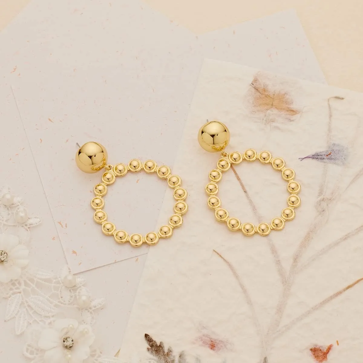 Gold Chunky Hoop Dangle Earrings Twisted Hoops Double Round Dangle Drop Earrings CZ Hoop Drop Earrings for Women Fashion Jewelry
