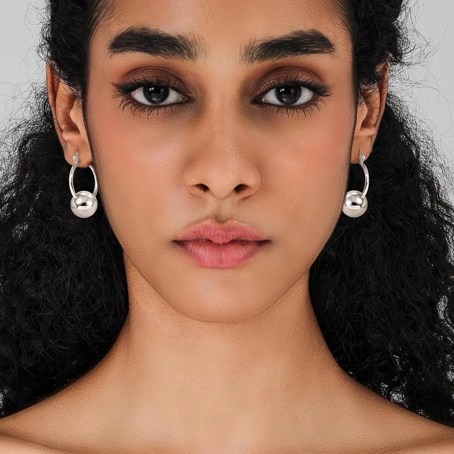 Gold Dangle Earrings for Women Sterling Silver Ball Drop Earrings Hypoallergenic Round Hoop Leverback Lightweight Fashion Jewelry