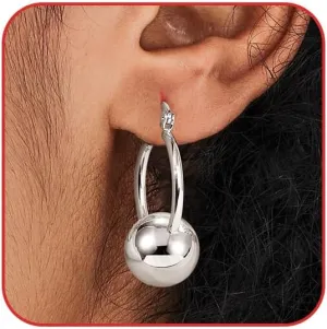 Gold Dangle Earrings for Women Sterling Silver Ball Drop Earrings Hypoallergenic Round Hoop Leverback Lightweight Fashion Jewelry