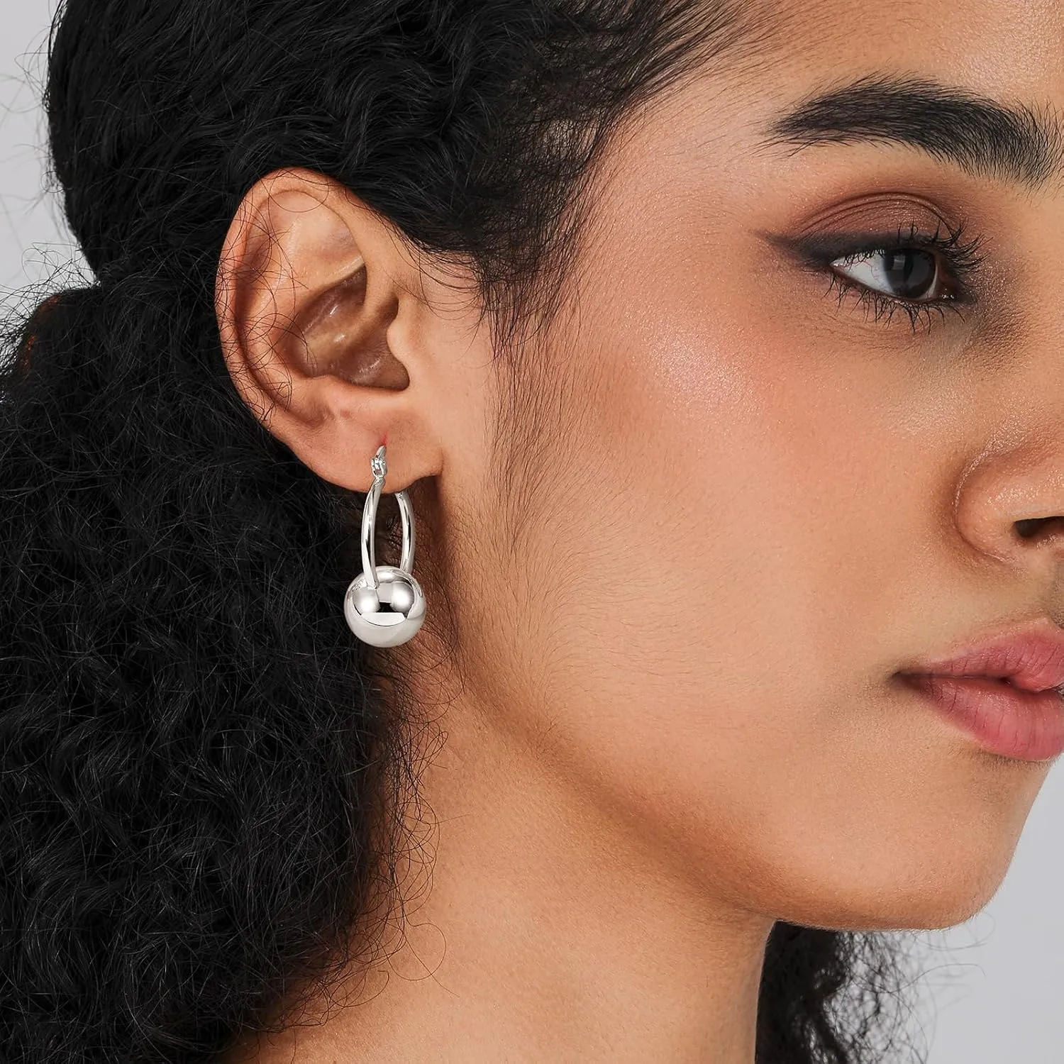 Gold Dangle Earrings for Women Sterling Silver Ball Drop Earrings Hypoallergenic Round Hoop Leverback Lightweight Fashion Jewelry