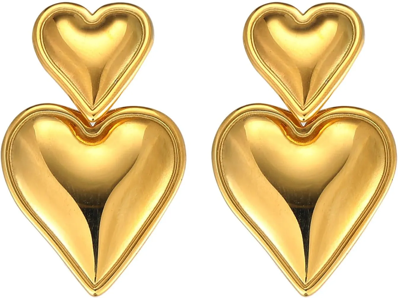 Gold Heart Dangle Drop Earrings for Women, Silver Heart Stud Earrings, Hypoallergenic Heart Earrings for Women Gifts