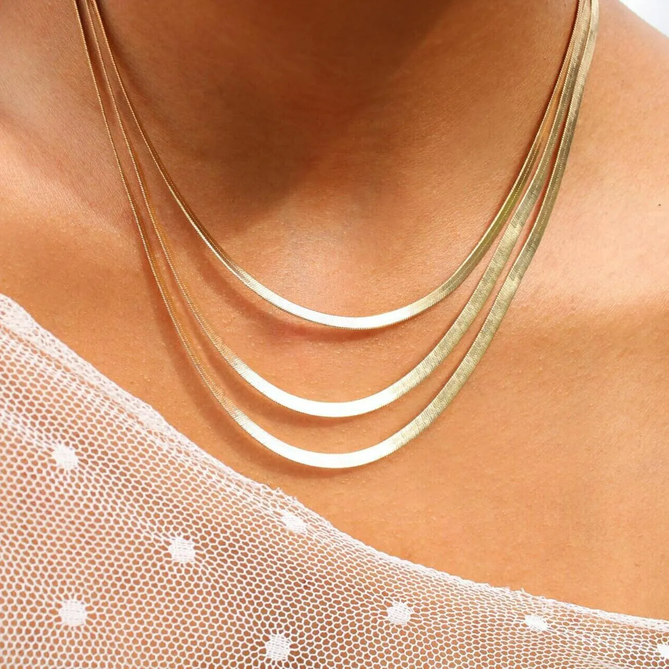 Gold Necklace for Women, 14k Gold Plated Choker Dainty Layered Necklaces, Silver Necklace for Women 14k White Gold Plated Dainty Layered Necklaces