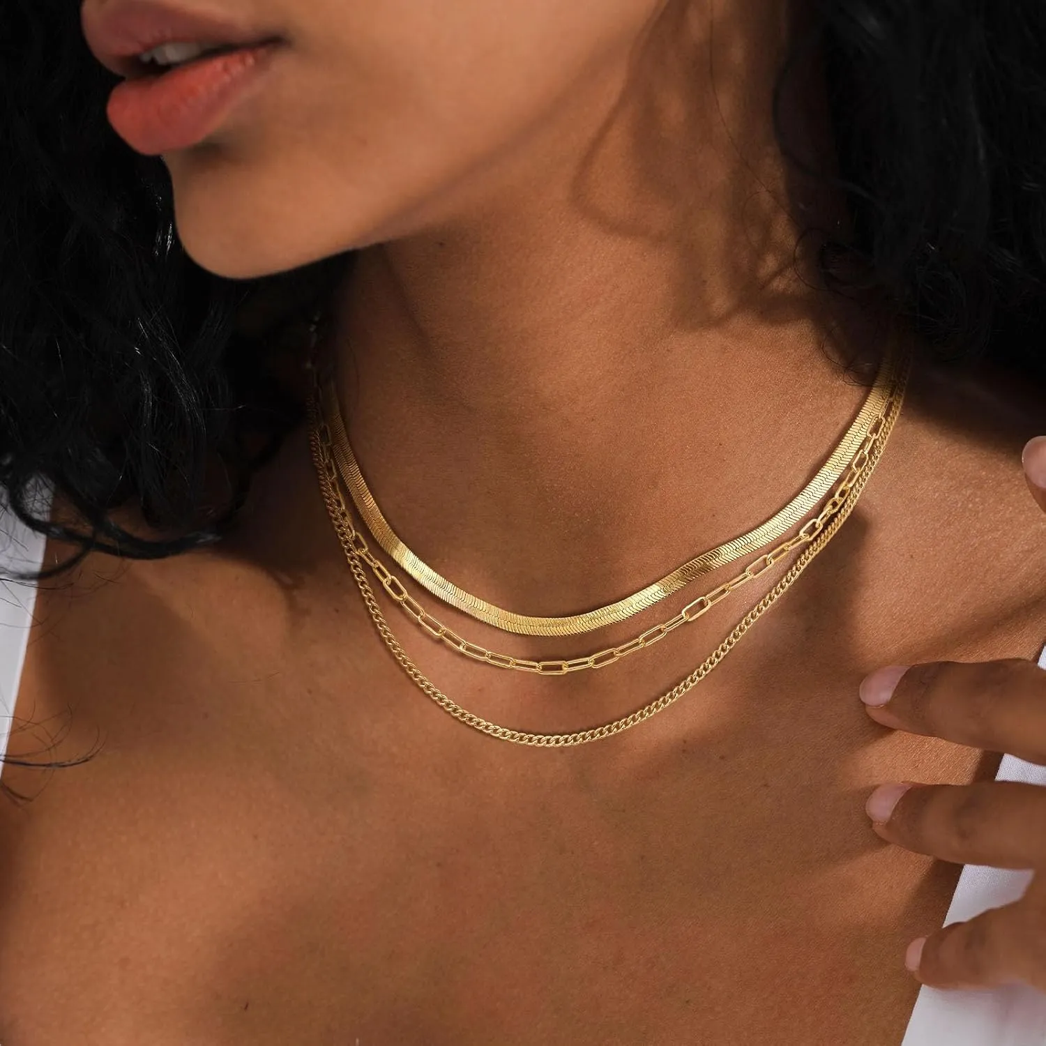 Gold Necklace for Women Trendy, Dainty 14K Gold/Silver Herringbone Snake Chain Necklace Layered Herringbone Necklace Gold Jewelry Gifts for Women