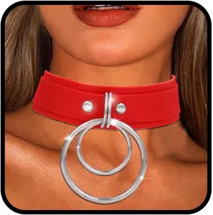 Gothic Leather Choker Circle Ring Choker Necklace Punk Choker Collar Adjustable Goth Rock Necklaces for Women