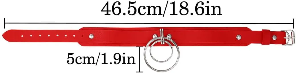 Gothic Leather Choker Circle Ring Choker Necklace Punk Choker Collar Adjustable Goth Rock Necklaces for Women