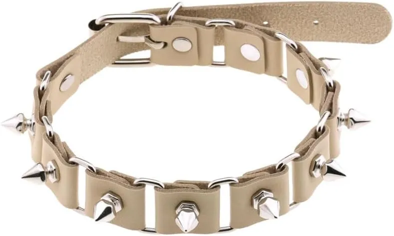 Handmade Rivet Punk Choker Necklace Women Adjustable Hip Hop Costume Cosplay Nightclub Spike Neck Collar Choker