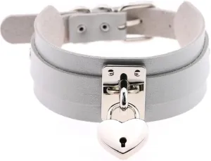 Handmade Women Heart Lock Choker Necklace Adjustable Hip Hop Costume Cosplay Nightclub Leather Neck Collar Choker