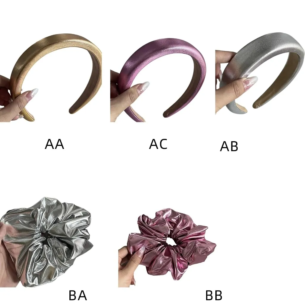 Headband Hair Rope Hair Bun Scrunchies Elastic Hair Rope Metallic Hair Scrunchy Novelty HairBands Female Accessories