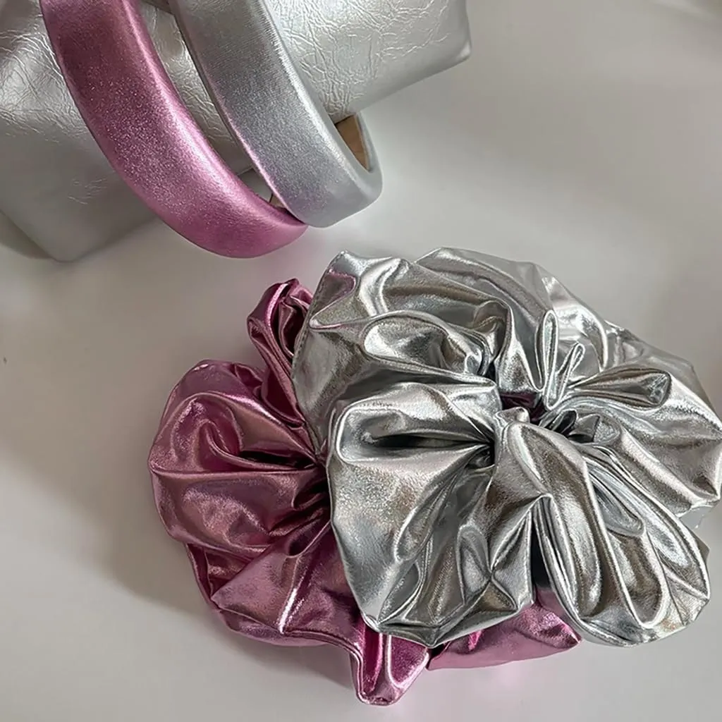 Headband Hair Rope Hair Bun Scrunchies Elastic Hair Rope Metallic Hair Scrunchy Novelty HairBands Female Accessories