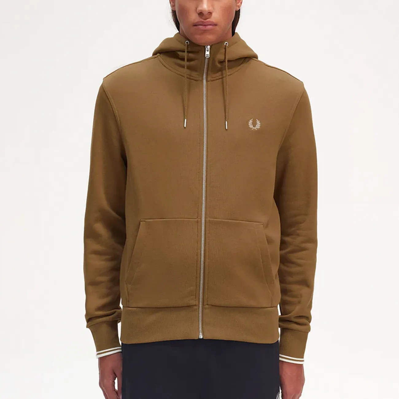 HOODED ZIP THROUGH SWEATSHIRT SHADED STONE