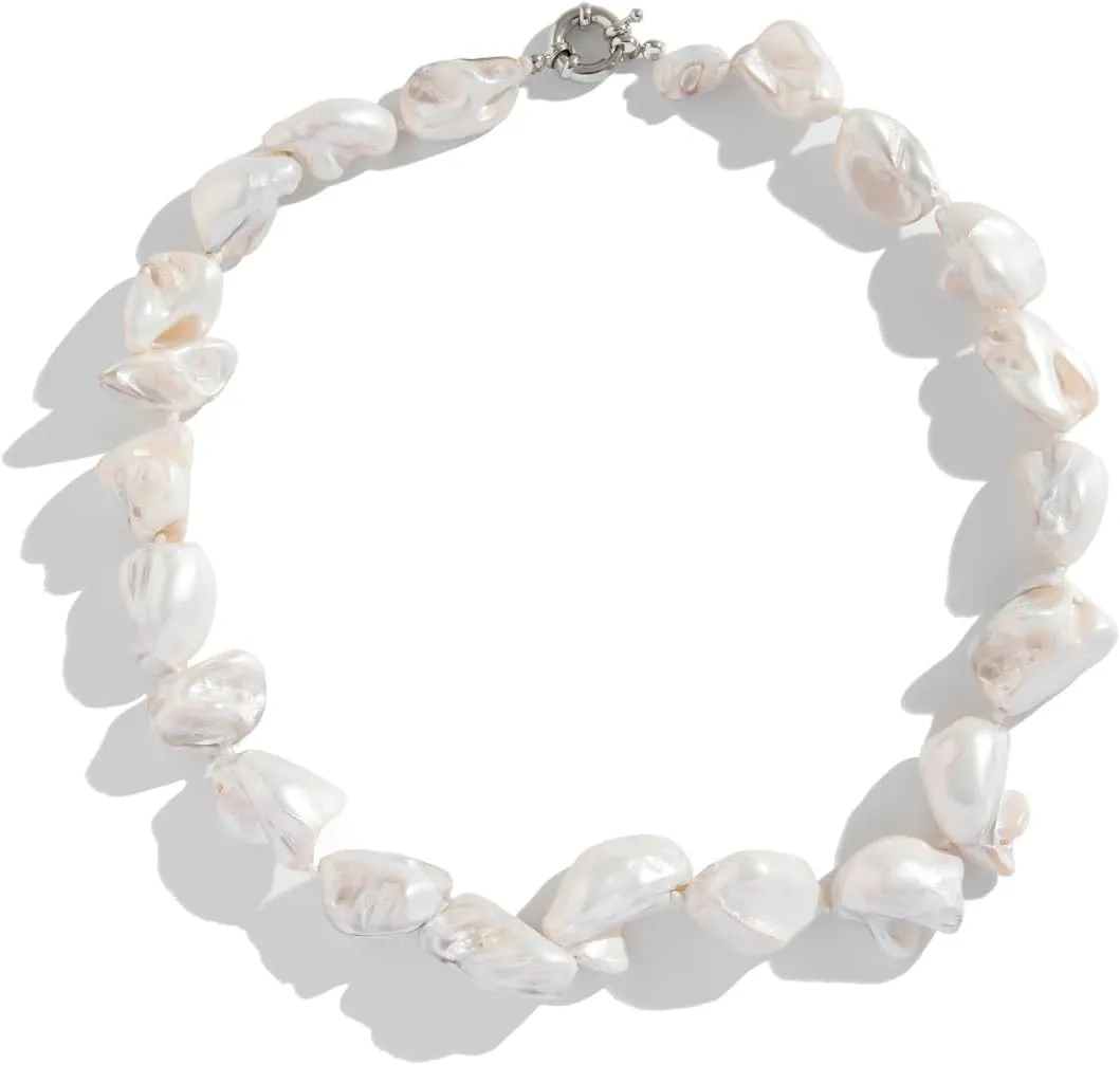 Ingemark Pearl Choker Necklaces for Women, Boho Beaded Statement Necklace, Fresh Water Pearl Necklaces for Valentine's Birthday Wedding