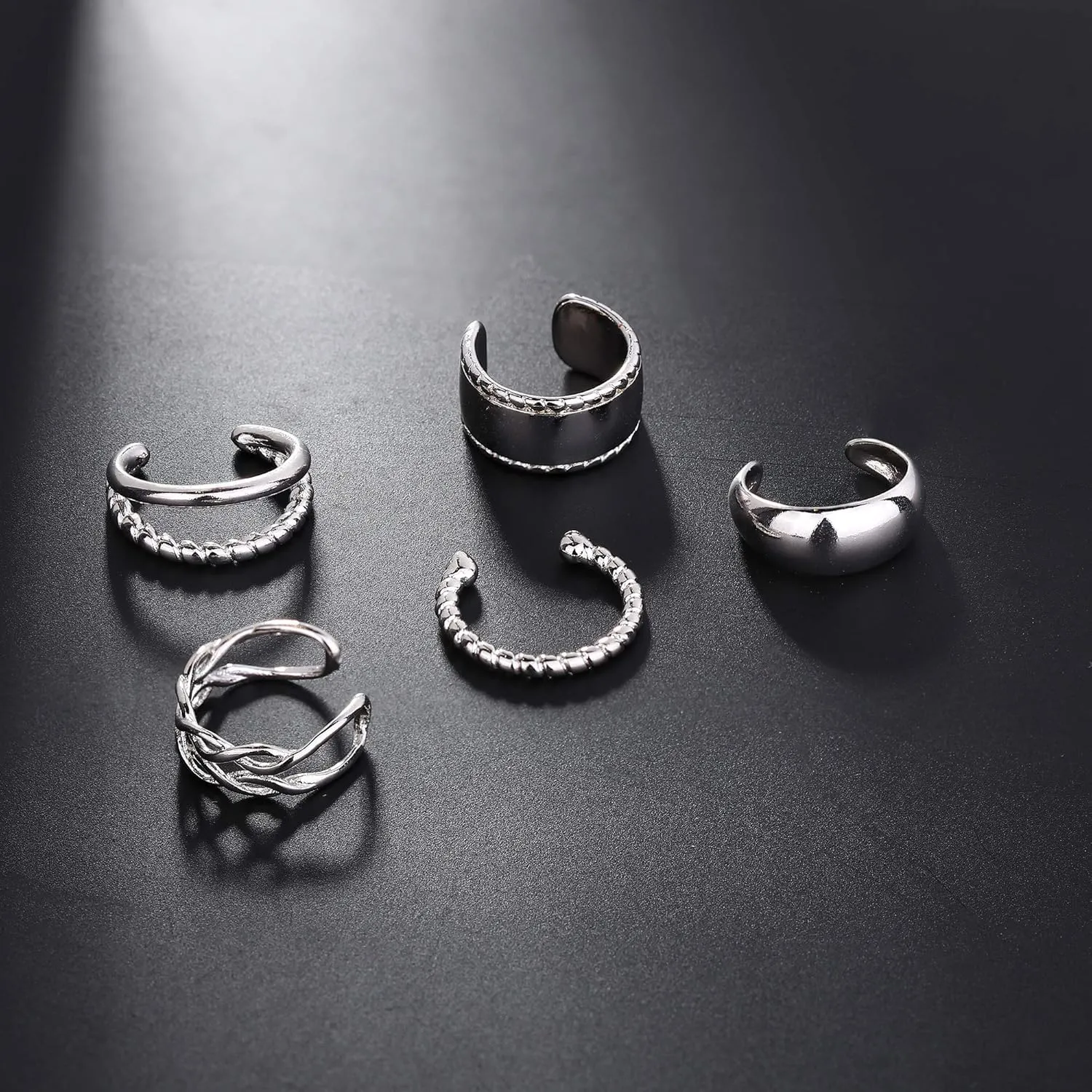 IRONBOX 9Pcs Ear Cuff Earrings for Women 14K Silver/Gold Ear Cuff Non Piercing Cartilage Clip Cuff Earrings Fake Earrings