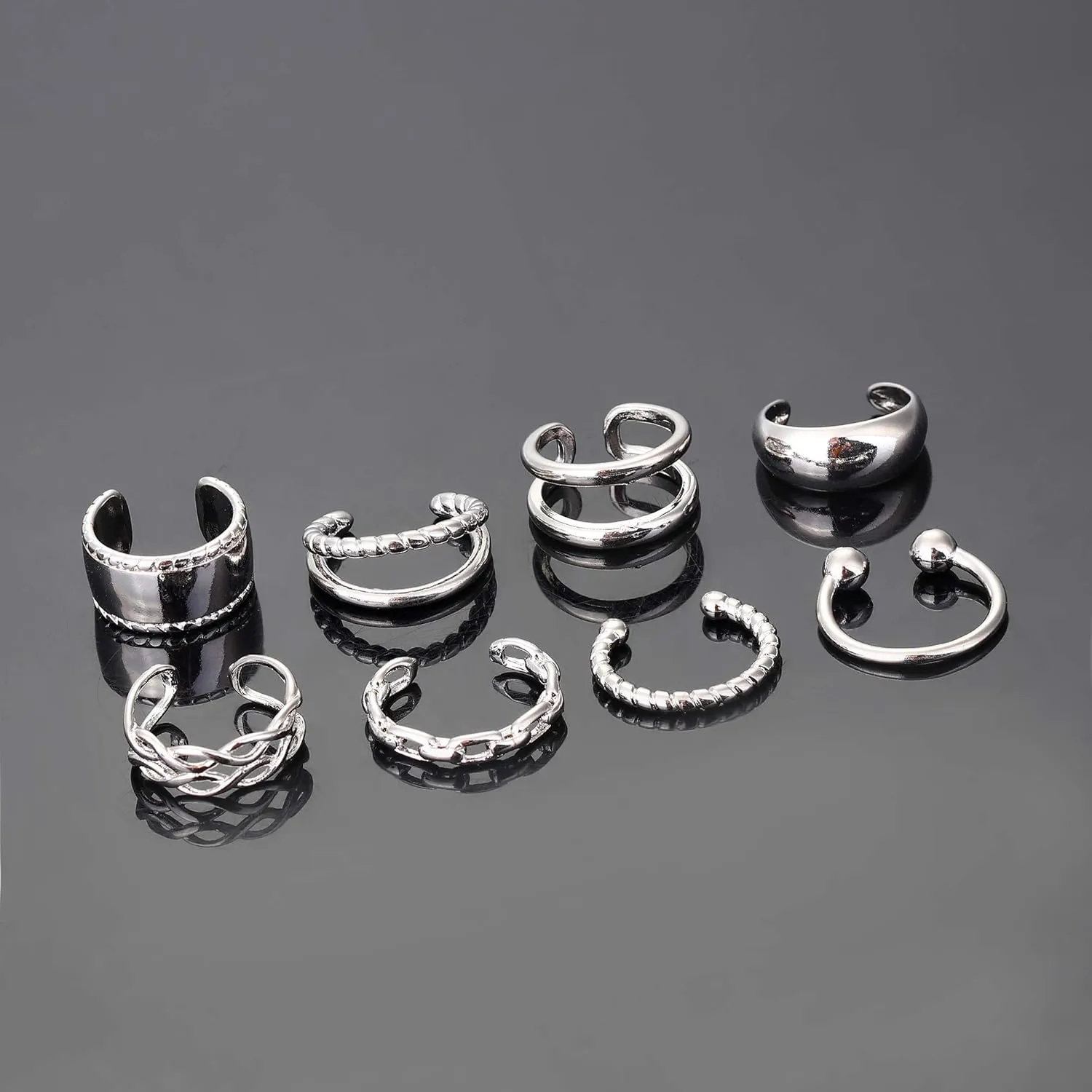 IRONBOX 9Pcs Ear Cuff Earrings for Women 14K Silver/Gold Ear Cuff Non Piercing Cartilage Clip Cuff Earrings Fake Earrings