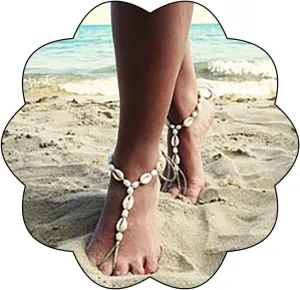 JEAIRTS Boho Sea Shell Anklet Barefoot Sandals Pearls Anklets Beach Foot Jewelry for Women(Pack of 2)