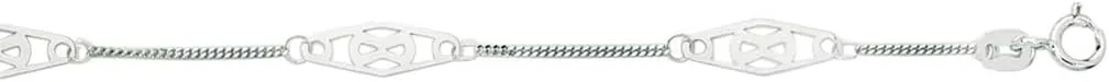 JewelryWeb 14k 9 White Gold Shiny Adjustable Twisted Bar Fancy Anklet With Spring-Ring Clasp 10 Inch-Anklet for Women