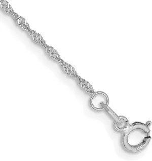 JewelryWeb 14k Gold Wg 1.1mm Singapore Chain Anklet-Anklet for Women and Men