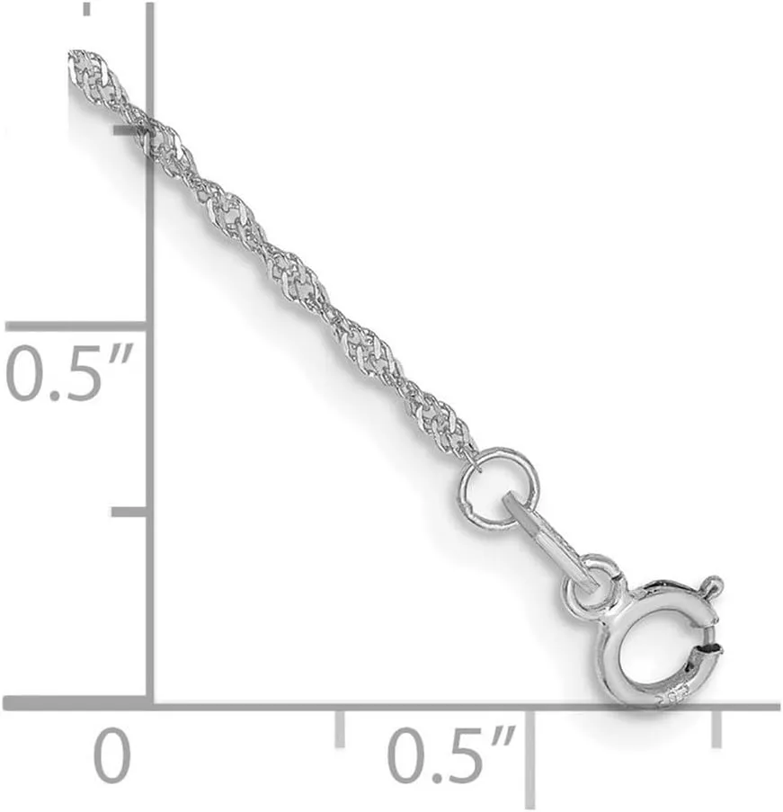 JewelryWeb 14k Gold Wg 1.1mm Singapore Chain Anklet-Anklet for Women and Men