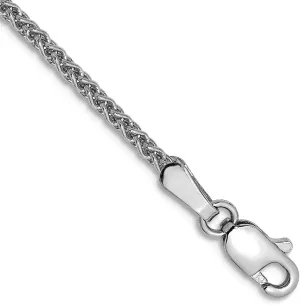 JewelryWeb 14k White Gold 1.65mm 10in Solid Spiga Chain Anklet Lobster Claw-Anklet for Women and Men