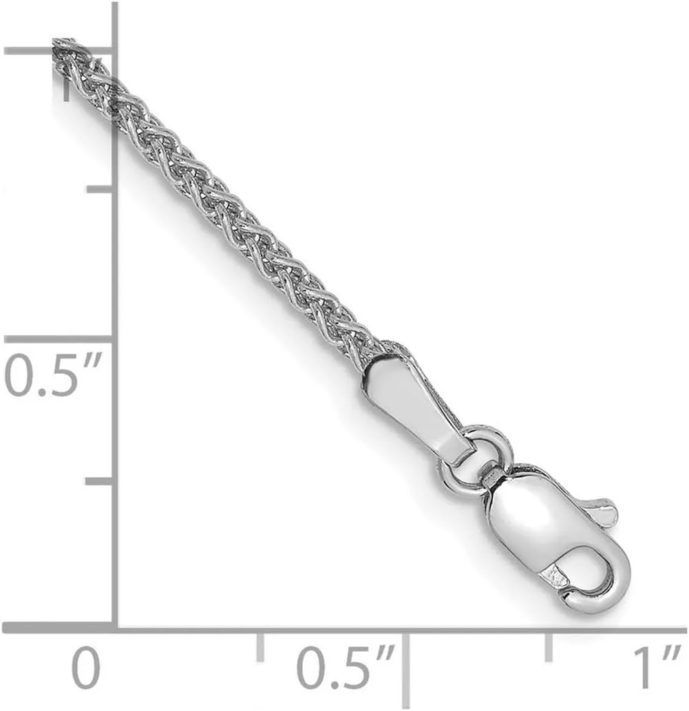 JewelryWeb 14k White Gold 1.65mm 10in Solid Spiga Chain Anklet Lobster Claw-Anklet for Women and Men