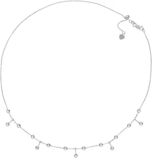JewelryWeb 14k White Gold 3mm Round CZ Simulated Diamond Choker Adjustable Necklace 17 Inch-Choker-Necklace for Women