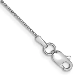 JewelryWeb 14k White Gold Solid Lobster Claw Closure 1.0mm Round Sparkle Cut Wheat Chain Ankle Bracelet Anklet for Women and Men