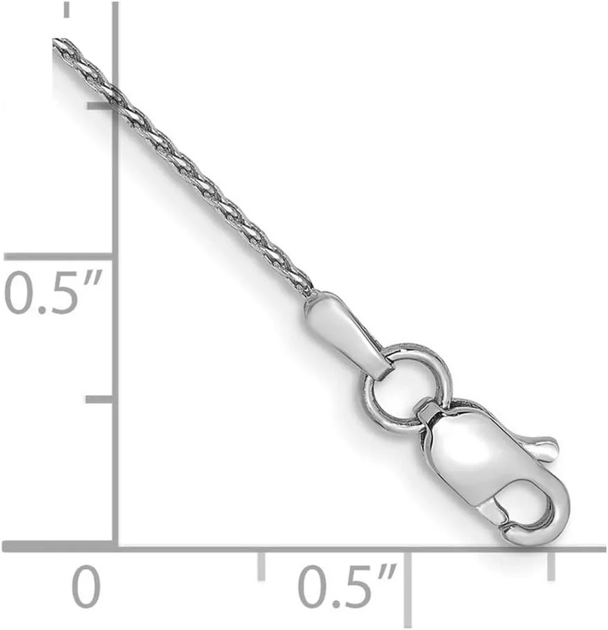 JewelryWeb 14k White Gold Solid Lobster Claw Closure 1.0mm Round Sparkle Cut Wheat Chain Ankle Bracelet Anklet for Women and Men