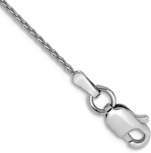 JewelryWeb 14k White Gold Solid Lobster Claw Closure 1.0mm Round Wheat Chain Ankle Bracelet Anklet for Women and Men