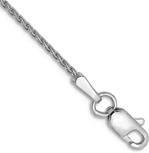 JewelryWeb 14k White Gold Solid Lobster Claw Closure 1.2mm Round Sparkle Cut Wheat Chain Ankle Bracelet Anklet for Women and Men