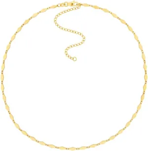 JewelryWeb 14k Yellow Gold Mirror Diamond Shape Link Adjustable Choker Lobster Lock Closure Necklace 16 Inch-Choker-Necklace for Women
