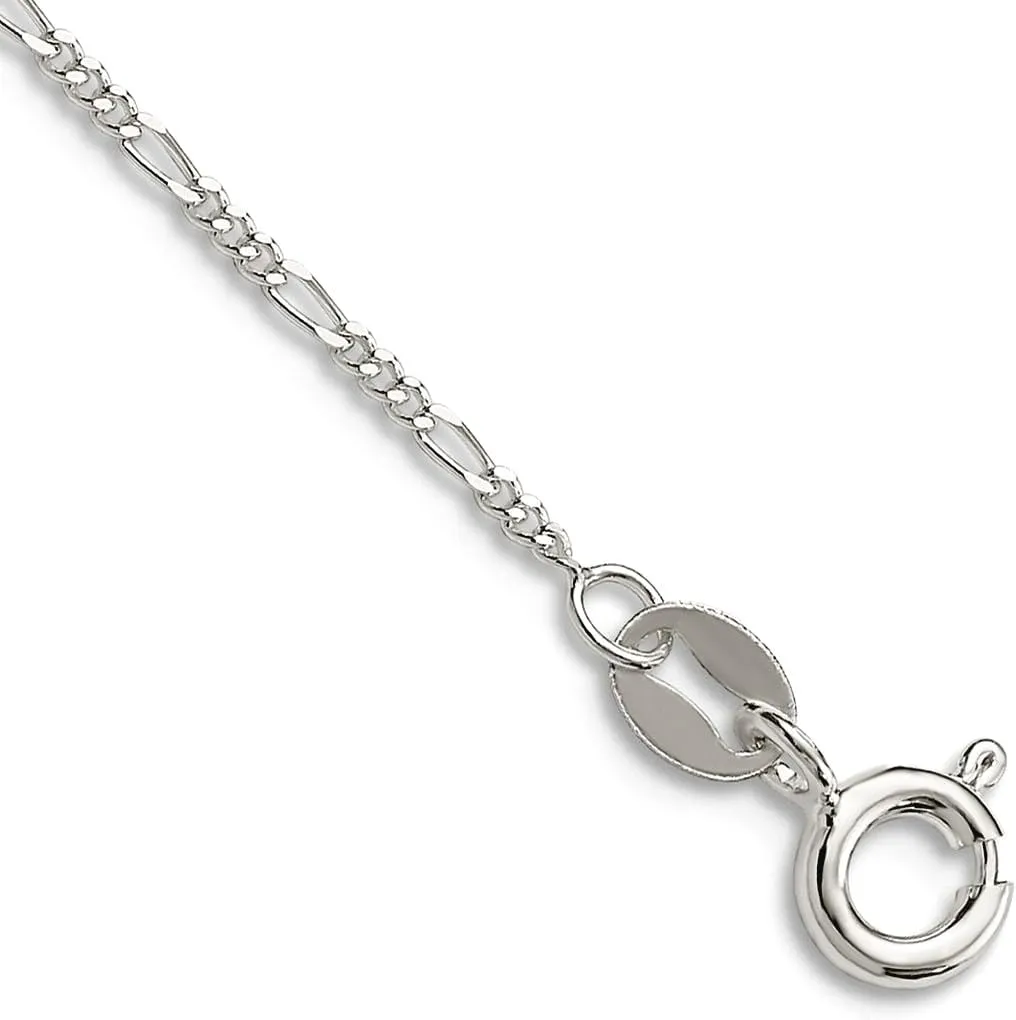 JewelryWeb 925 Sterling Silver 1.2mm Figaro Chain Bracelet Anklet-Anklet for Women and Men