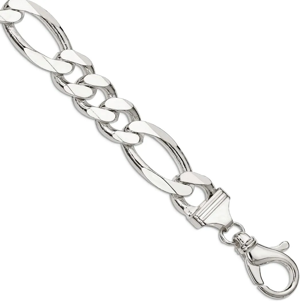 JewelryWeb 925 Sterling Silver 15mm Figaro Chain Ankle Bracelet 10 Inch Anklet for Women and Men
