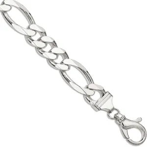 JewelryWeb 925 Sterling Silver 15mm Figaro Chain Ankle Bracelet 10 Inch Anklet for Women and Men
