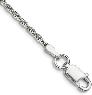 JewelryWeb 925 Sterling Silver 1.7mm Sparkle Cut Rope Chain Anklet 10 Inch-Anklet for Women and Men