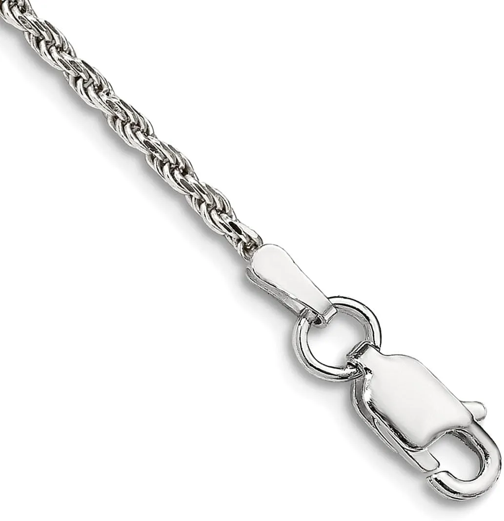 JewelryWeb 925 Sterling Silver 1.7mm Sparkle Cut Rope Chain Anklet 10 Inch-Anklet for Women and Men