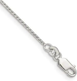 JewelryWeb 925 Sterling Silver 1mm Round Franco Chain Ankle Bracelet Anklet for Women and Men