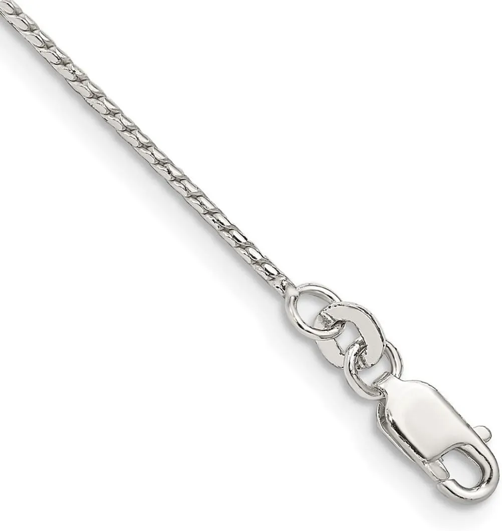 JewelryWeb 925 Sterling Silver 1mm Round Franco Chain Ankle Bracelet Anklet for Women and Men