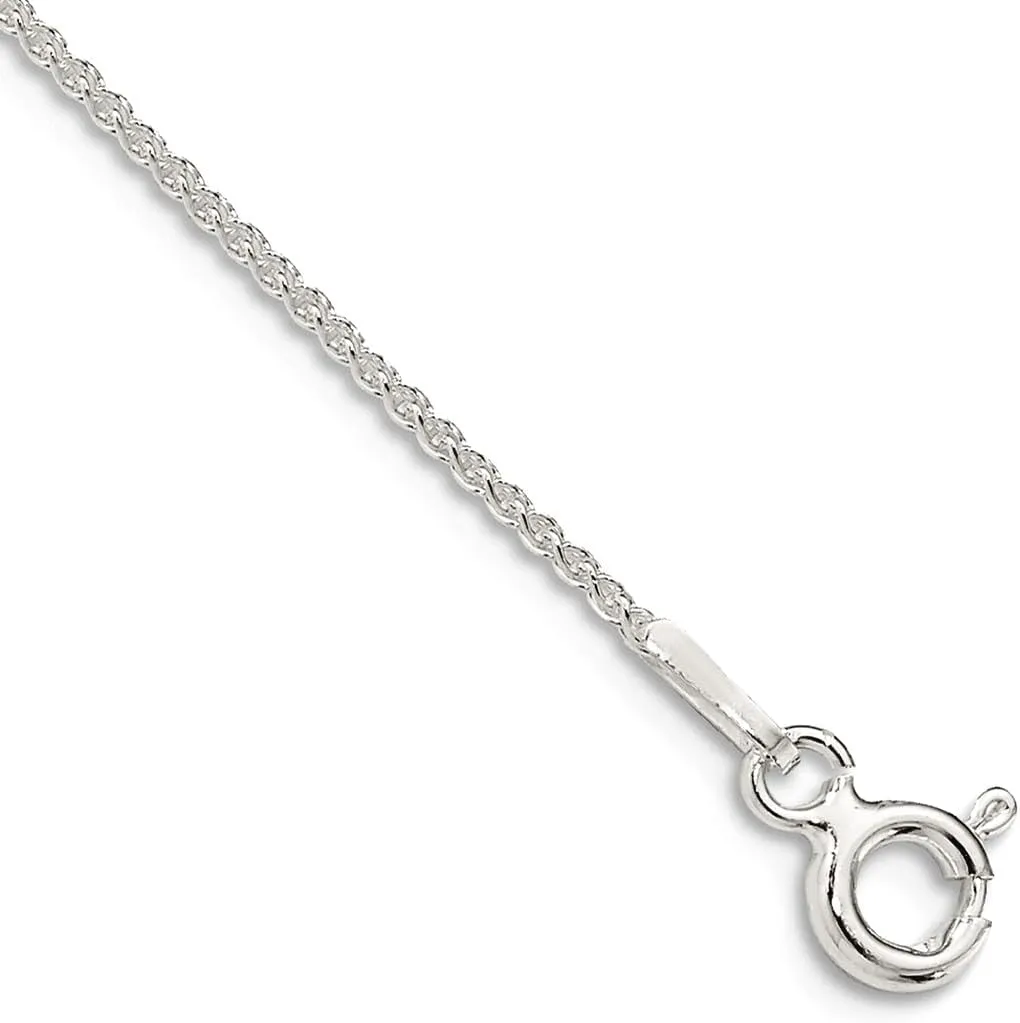 JewelryWeb 925 Sterling Silver 1mm Round Spiga Chain Anklet 10 Inch-Anklet for Women and Men