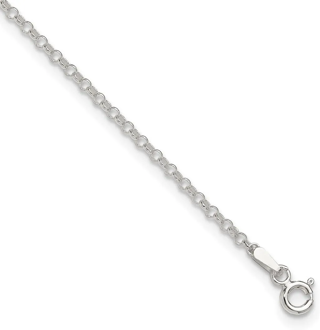 JewelryWeb 925 Sterling Silver 2mm Rolo Chain Anklet 9 Inch Spring-Ring-Anklet for Women and Men