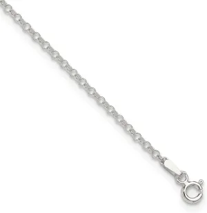 JewelryWeb 925 Sterling Silver 2mm Rolo Chain Anklet 9 Inch Spring-Ring-Anklet for Women and Men