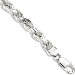 JewelryWeb 925 Sterling Silver 6.5mm Sparkle Cut Rope Chain Ankle Bracelet 10 Inch Anklet for Women and Men