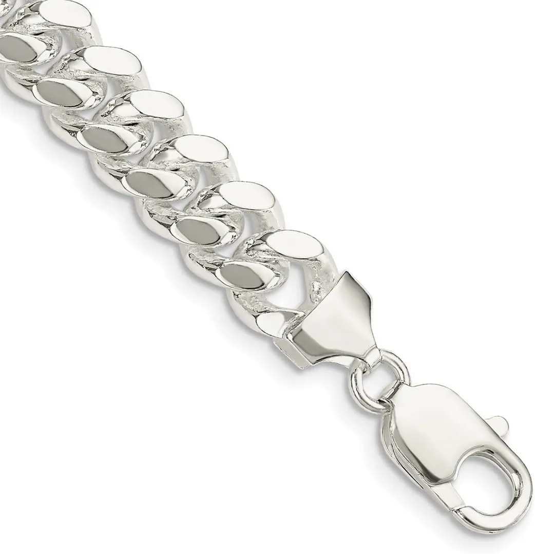 JewelryWeb 925 Sterling Silver 9mm Polished Domed Curb Chain Ankle Bracelet 10 Inch Anklet for Women and Men
