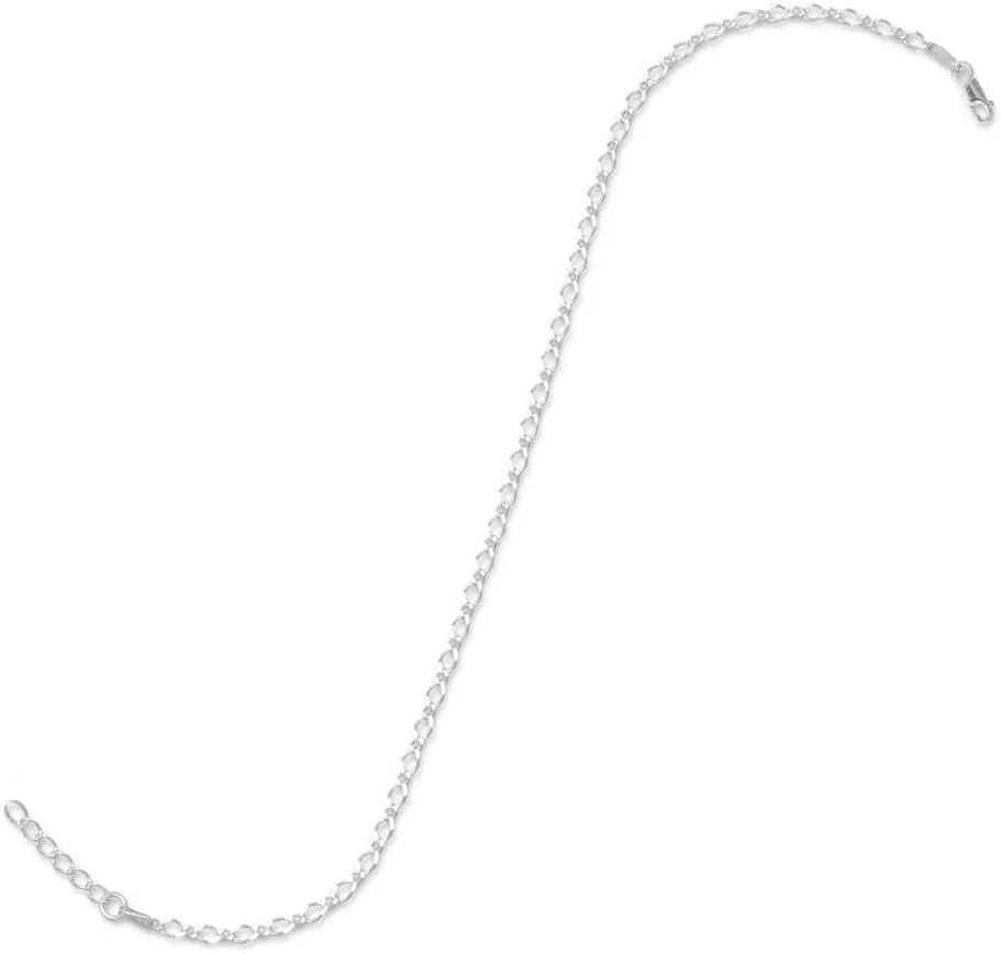 JewelryWeb 925 Sterling Silver Adjustable Rombo Figaro Anklet-Anklet for Women