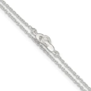 JewelryWeb 925 Sterling Silver CZ Simulated Diamond Flip Flop Plus 1in Extension Anklet 9 Inch-Anklet for Women
