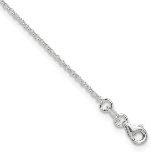 JewelryWeb 925 Sterling Silver Fancy Lobster Closure Polished Rolo Chain With 1in Ext. Anklet 9 Inch 1.5mm Wide-Anklet for Women and Men