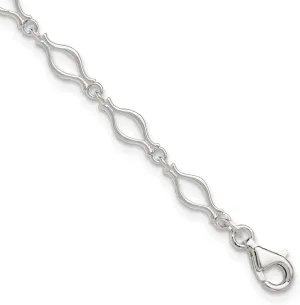 JewelryWeb 925 Sterling Silver Fancy Lobster Closure Solid Polished-Fancy Link Anklet-Lobster Claw 6mm Wide-Anklet for Women