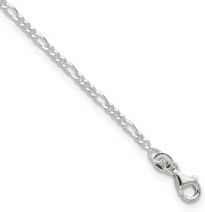 JewelryWeb 925 Sterling Silver Fancy Lobster Closure Sparkle Cut and Polished Figaro Anklet 6mm Wide-Anklet for Women