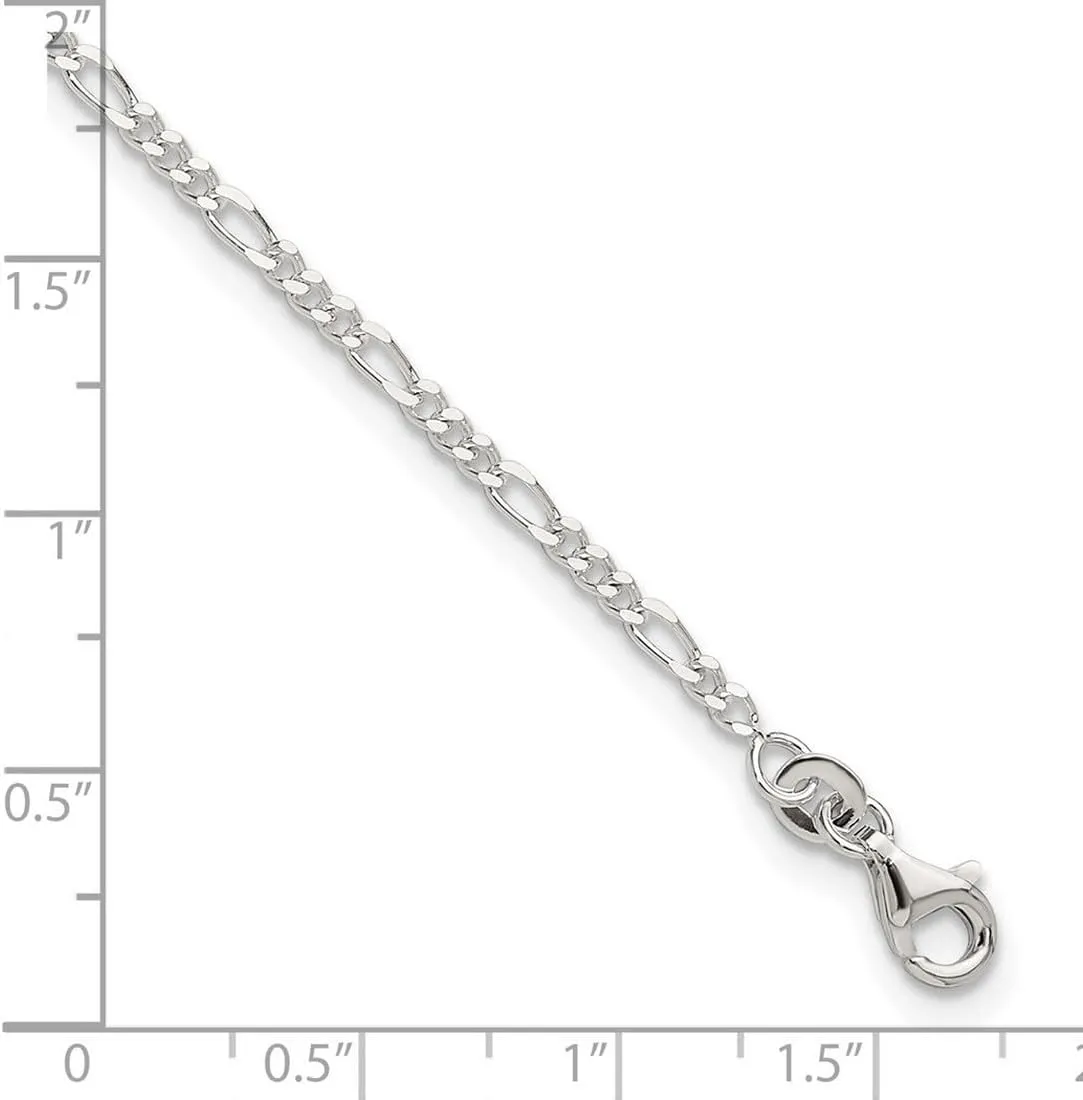 JewelryWeb 925 Sterling Silver Fancy Lobster Closure Sparkle Cut and Polished Figaro Anklet 6mm Wide-Anklet for Women