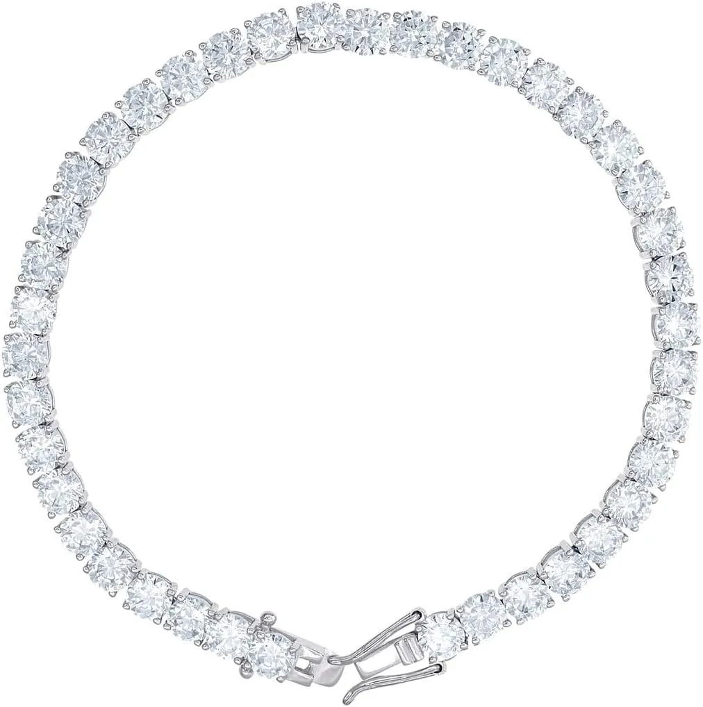JewelryWeb 925 Sterling Silver Moissanite Tennis Bracelet 4mm Anklet-Anklet for Women